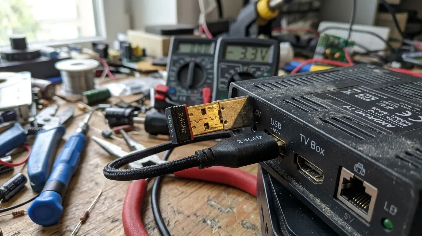 Подключение 2.4G USB ресивера пульта через кабель-удлинитель к ТВ-боксу
