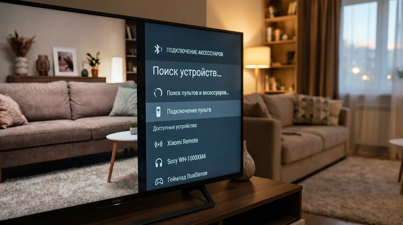 Экран настроек сопряжения Bluetooth устройств в меню Android TV
