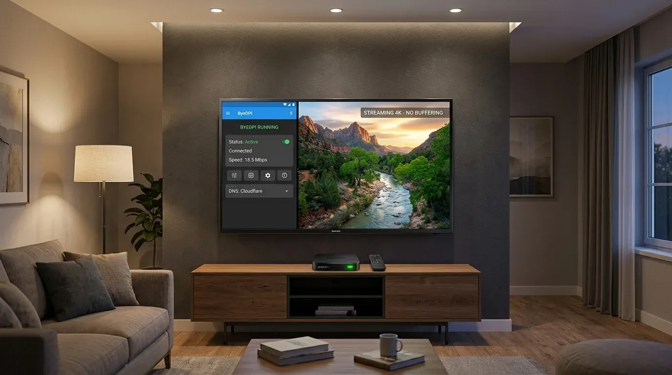 Настройка ByeDPI на Android TV: ускорение YouTube и видео