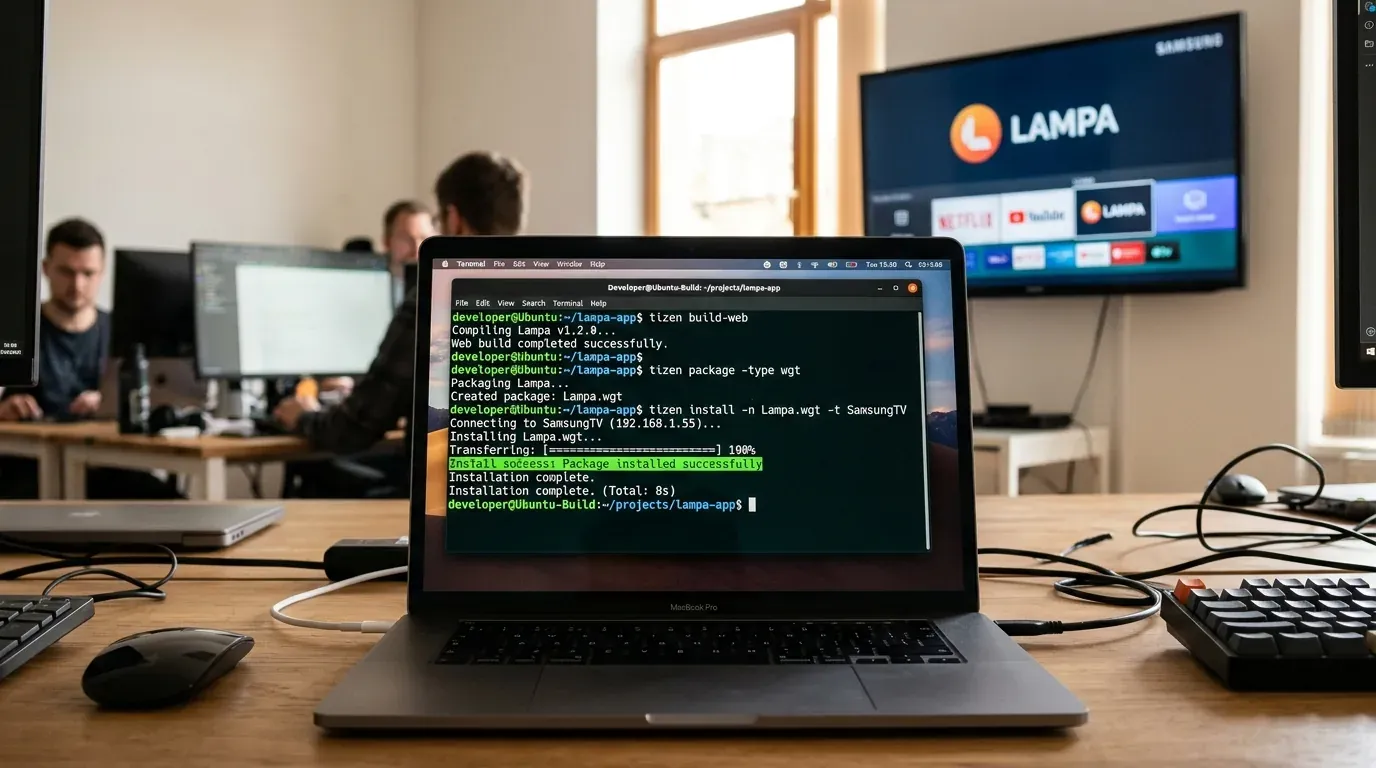 Терминал компиляции и отправки пакета Lampa.wgt на телевизор Samsung