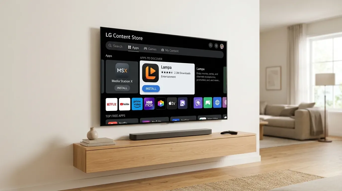 Поиск и инсталляция Lampa в официальном магазине LG Content Store