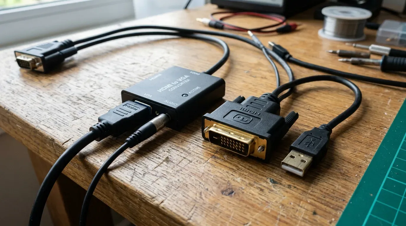 Активный переходник HDMI на VGA с 3.5 мм аудио-выходом и адаптер HDMI-DVI