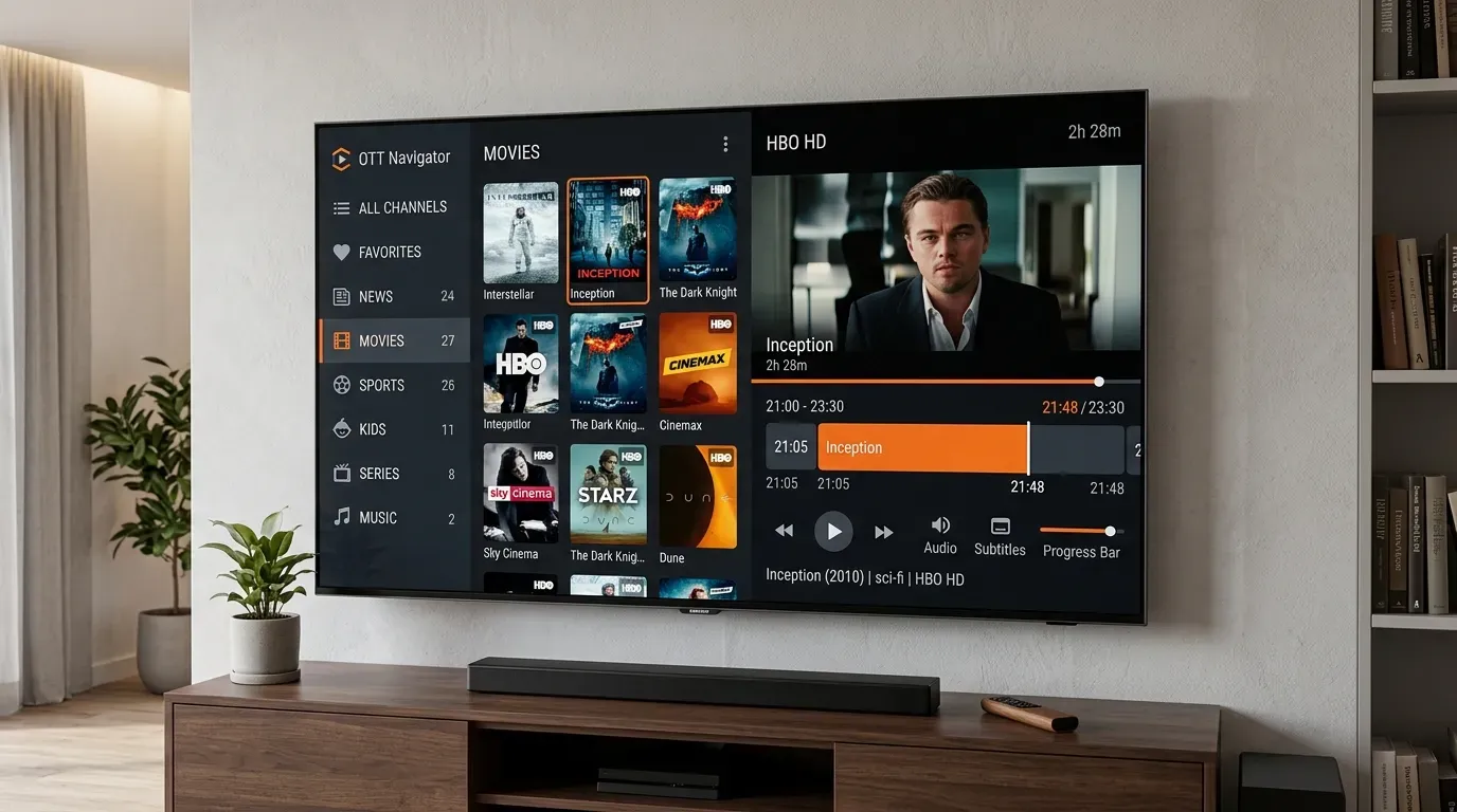 Интерфейс приложения OTT Navigator с выбором архива передач