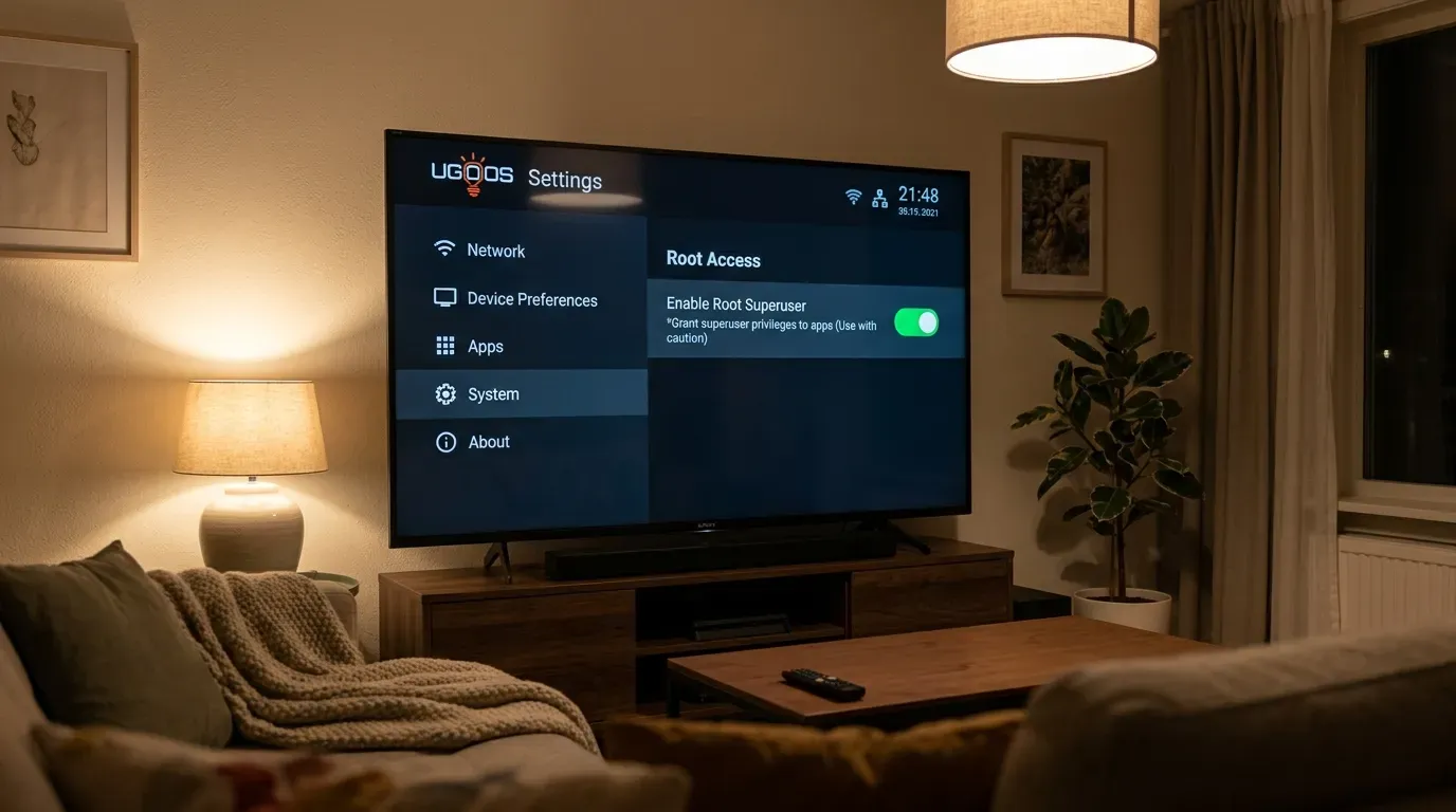 Активация Root-прав в меню Ugoos Settings