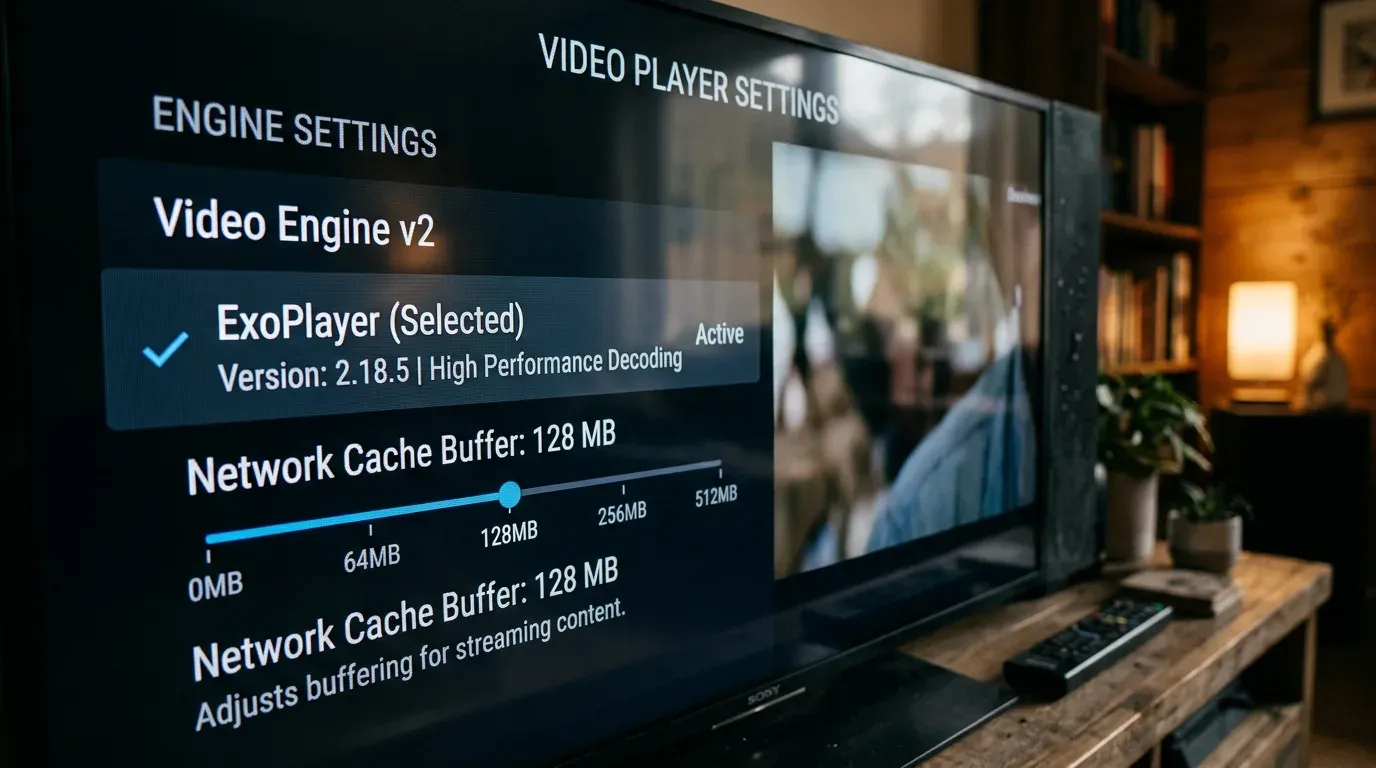 Настройка движка воспроизведения ExoPlayer v2 и размера сетевого кэша в Vimu Player